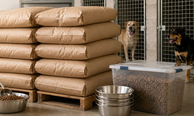 Bulk pet food packaging stock prepared for UAE distributor supply